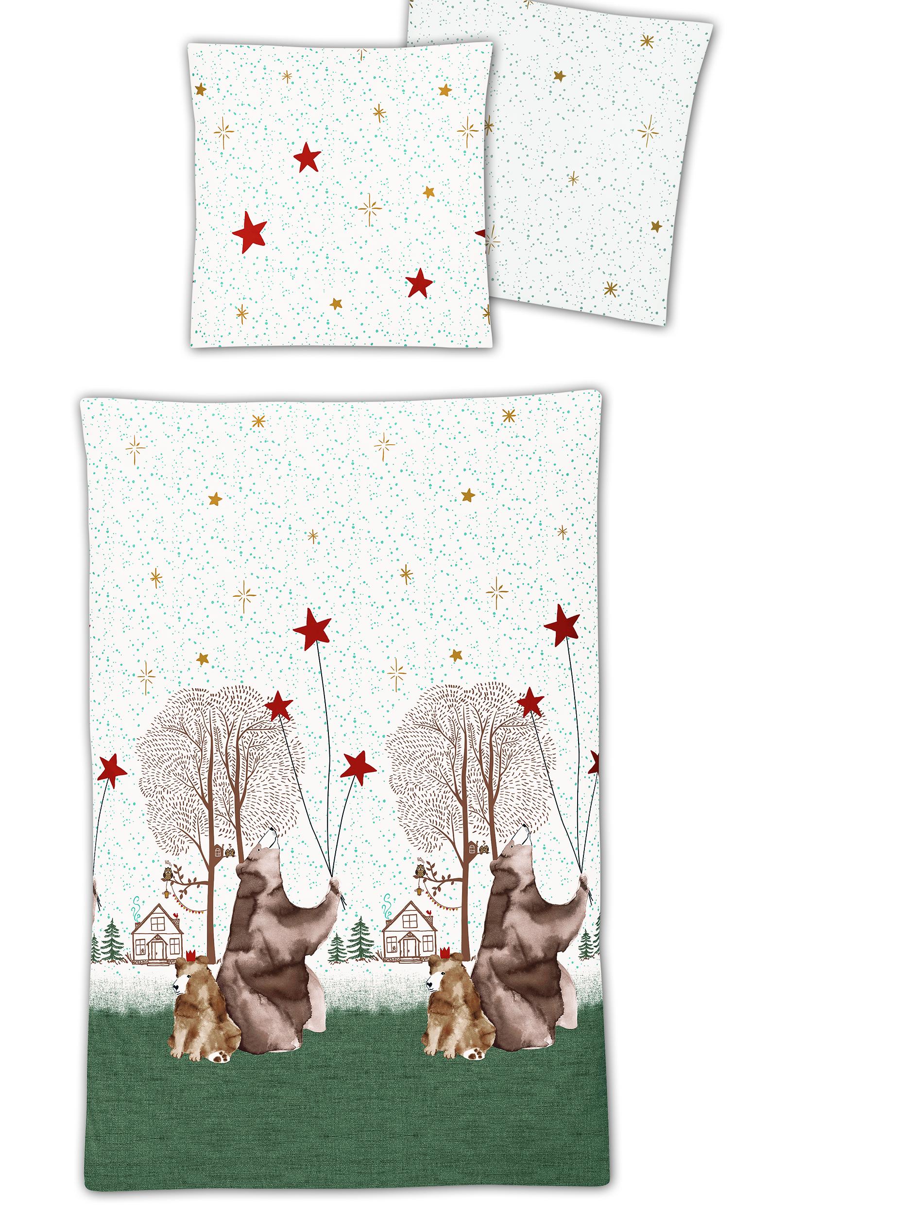 Bettwäsche Irisette Fein Biber Grizzy 8397 Fb. 30 Grün