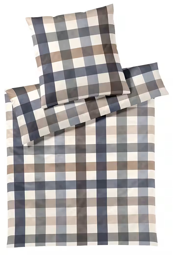 elegante Interlock-Jersey Bettwäsche Kuschel Karo 3610 - Fb. 2 Multi Blau