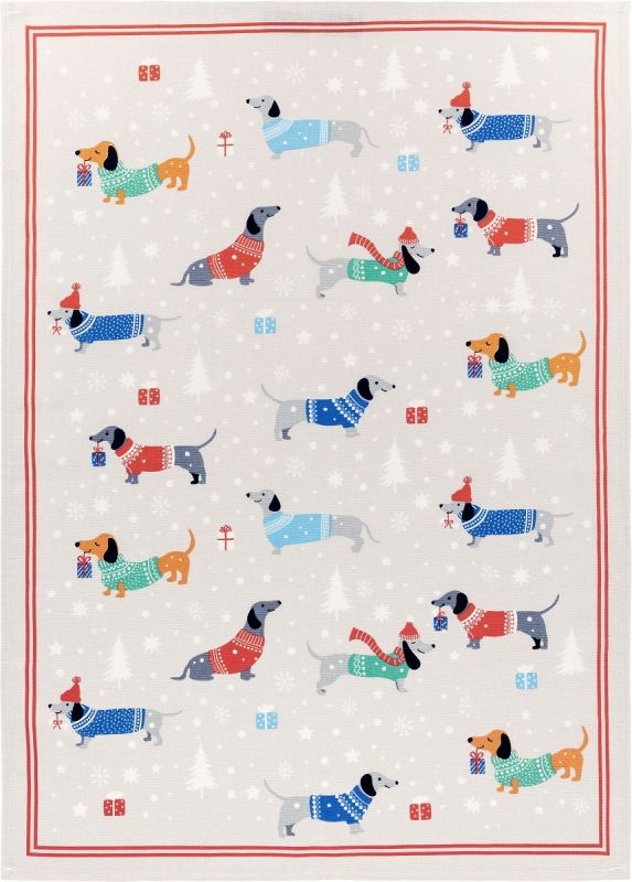 Kracht Küchentuch Weihnachtsdackel Halbleinen - 50x70cm