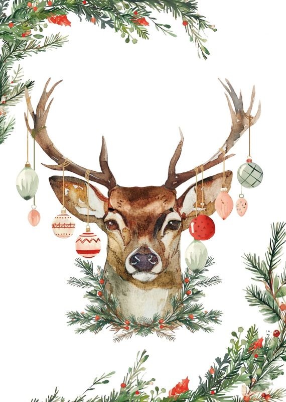 Kracht Küchentuch Weihnachtshirsch Baumwolle - 50x70cm