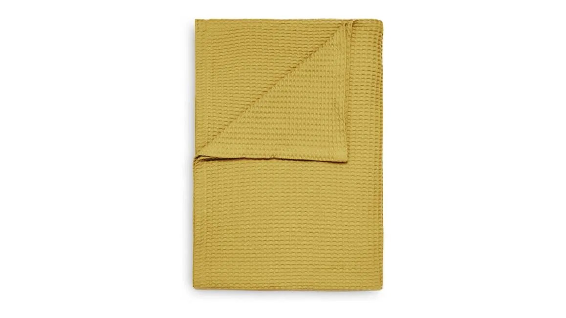 Heckett Lane Baumwoll Waffel Plaid Fb. Curry Yellow