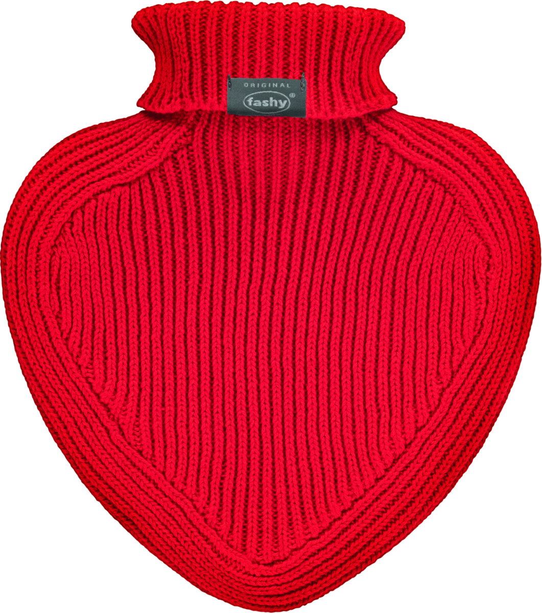 Wärmeflasche Strick Herz - Fb. rot, 21x23,5cm