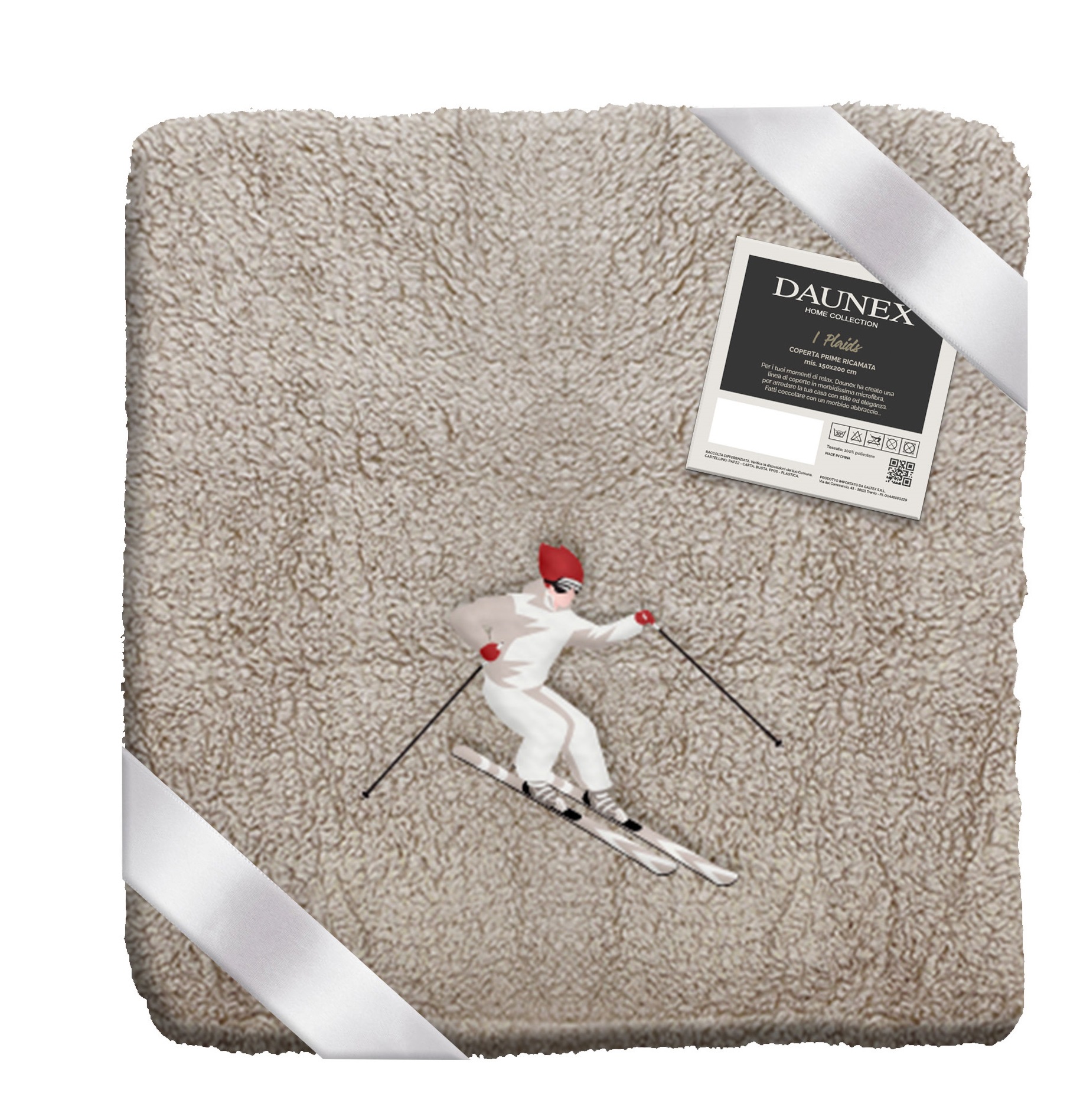 Wohndecke "Skifahrer" - Fb. Tortora - 150x200cm