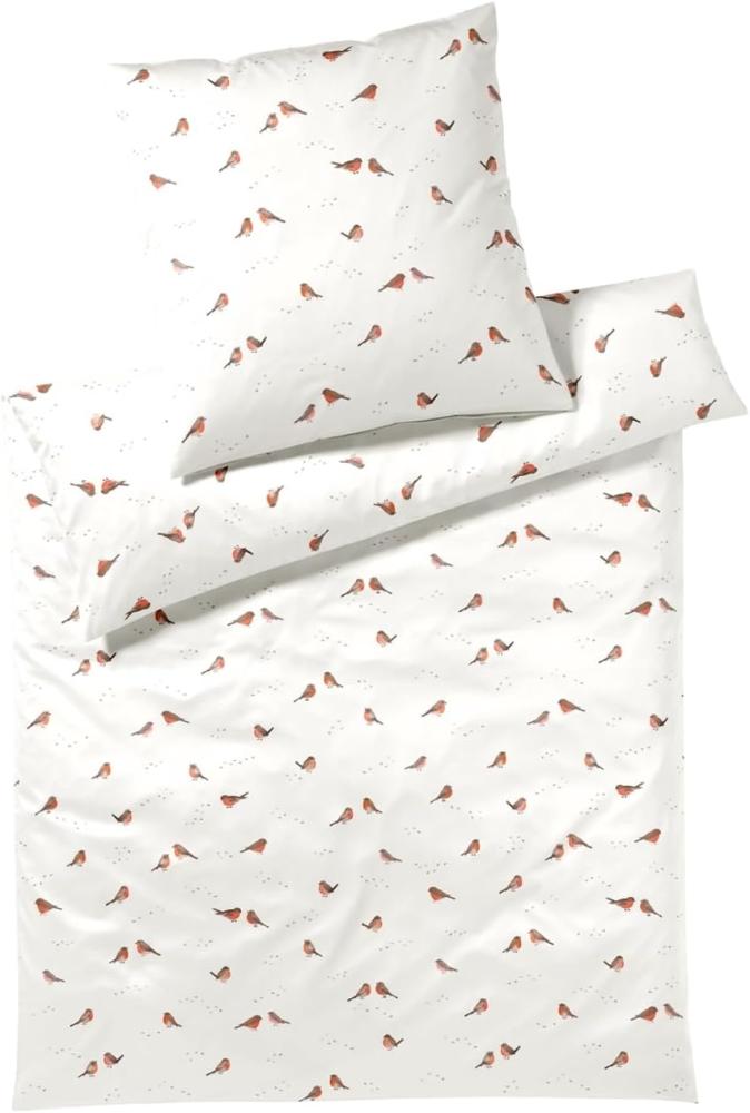 elegante Comfort Satin Bettwäsche Rotkehlchen 24500 - Fb. 00 wollweiß