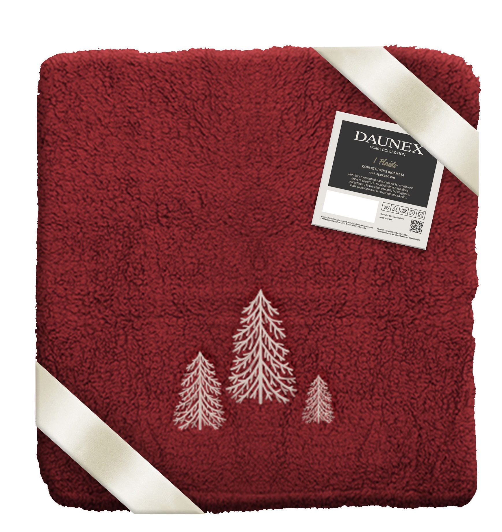 Wohndecke "Tannenbaum" - Fb. Bordeaux - 150x200cm
