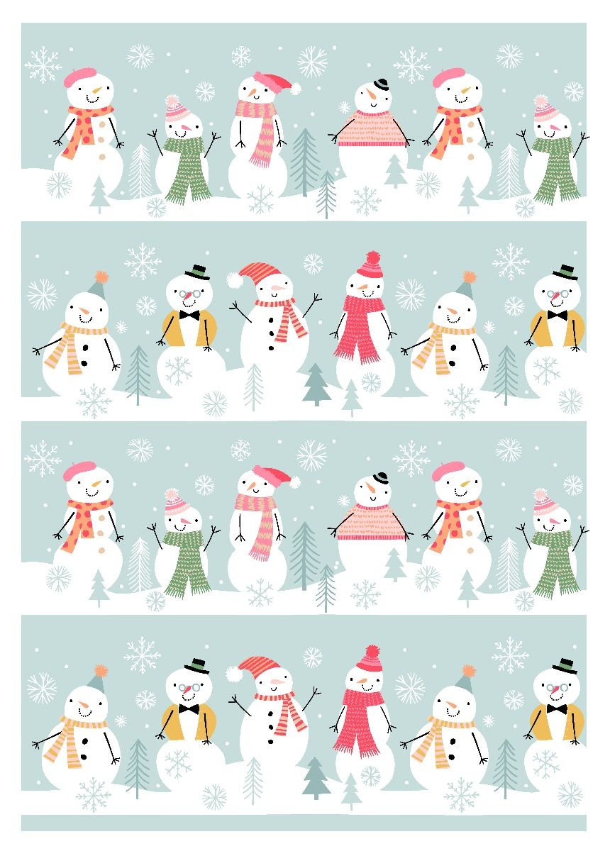 Kracht Halbleinen Geschirrtuch Happy Snowman - 50x70cm